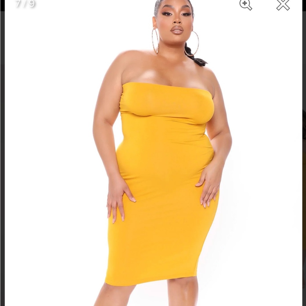 NWT Fashion Nova Rhianna Tube Dress Mustard Size 1X